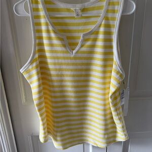 NWT Caslon Sunny Yellow and White Knit Top